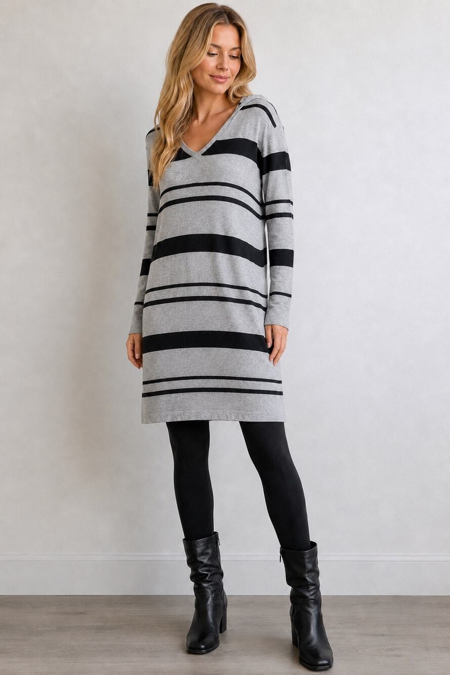 Tommy Bahama Cozy Striped Hooded Sweater Dress EUC